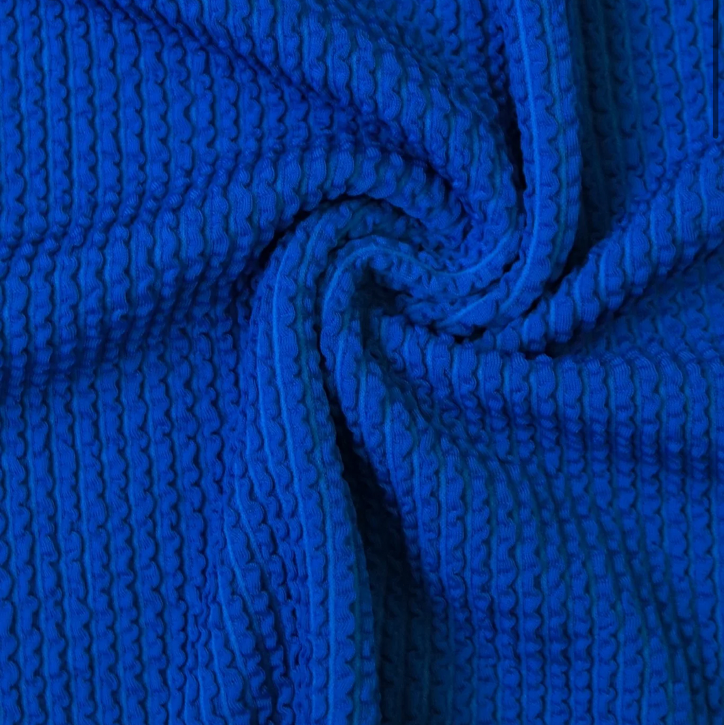 Crinkle Blue Cross-back Sports Bra