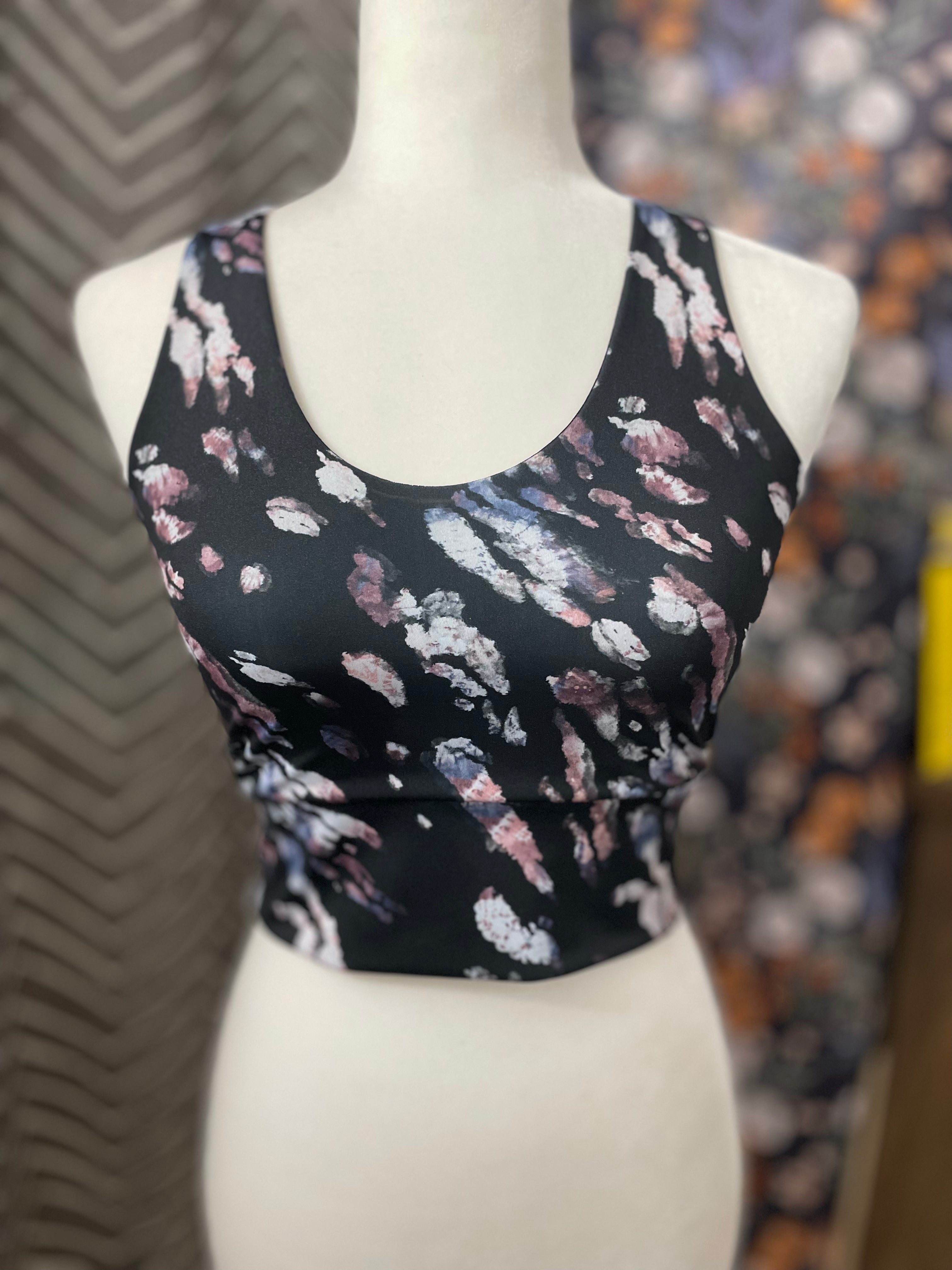 Crinkle Blue Cross-back Sports Bra