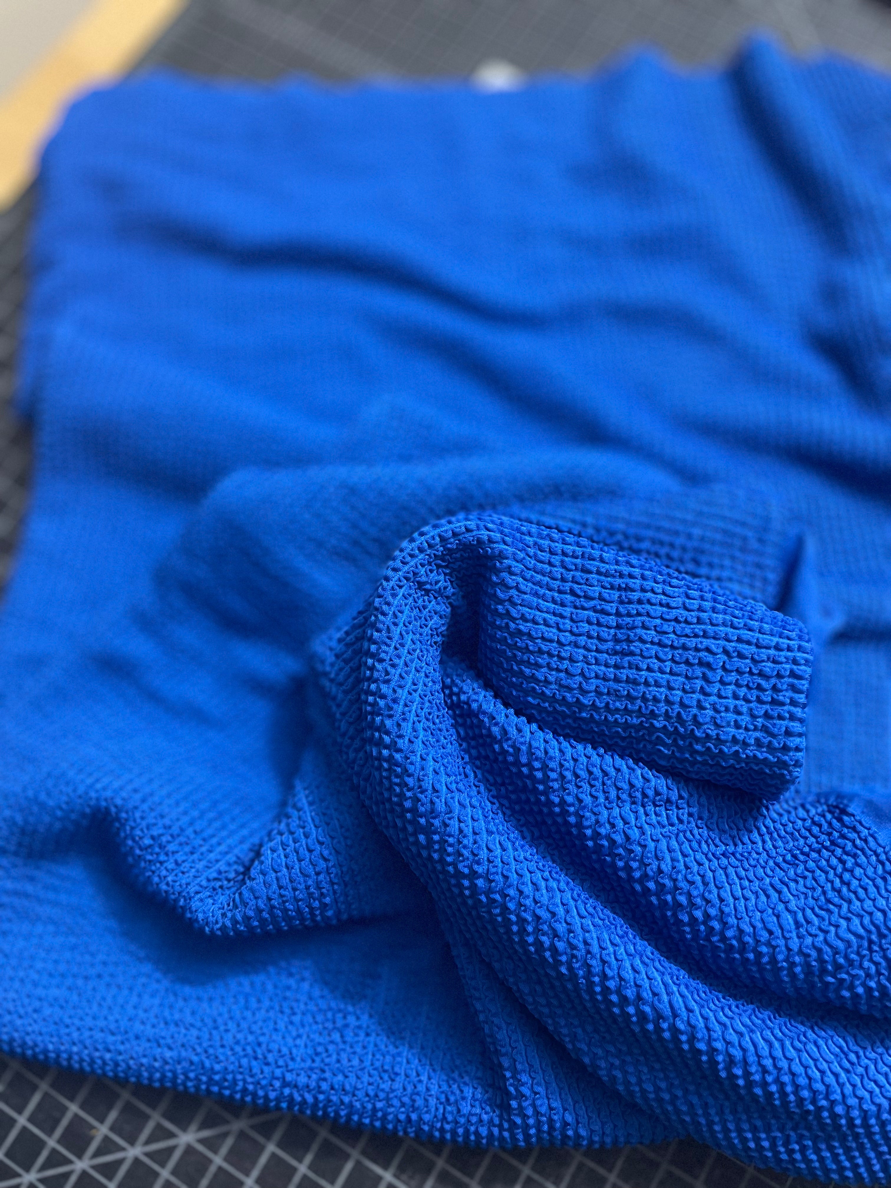 Crinkle Blue Cross-back Sports Bra